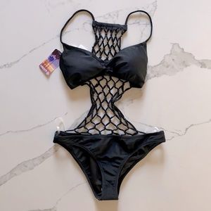 Forever 21 Black Mesh Monokini